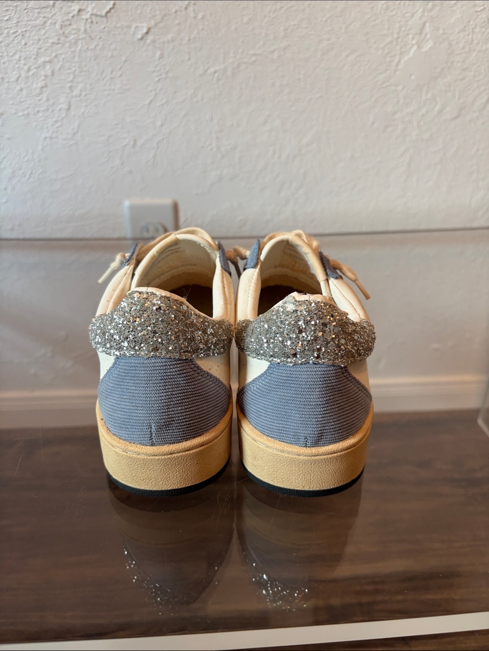 Vintage Havana Cream and Blue Sneaker with Red Star Accent - Picture 4 of 6